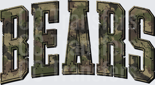Bears Camo Distressed Varsity Bold Lettering (DTF)