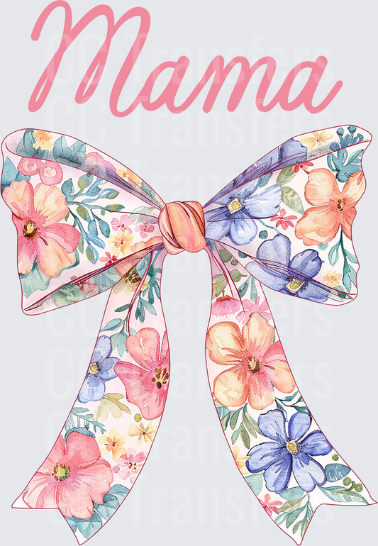 Mama Script with Watercolor Floral Bow (DTF)