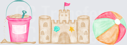 Watercolor Beach Bucket Sandcastle Ball Summer Set (DTF)