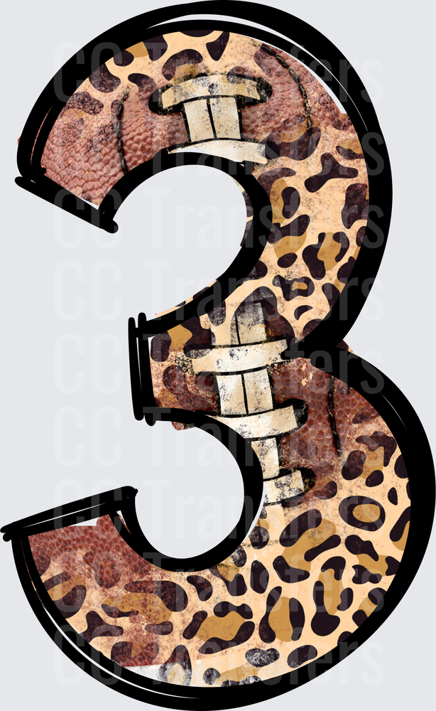 Number 3 Football Laces Leopard Print Design (DTF)