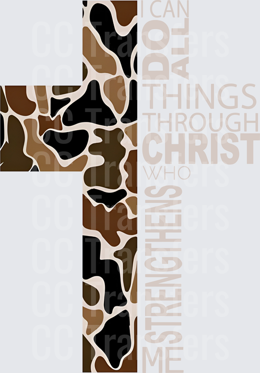 Giraffe Print Cross I Can Do All Things Through Christ (DTF)