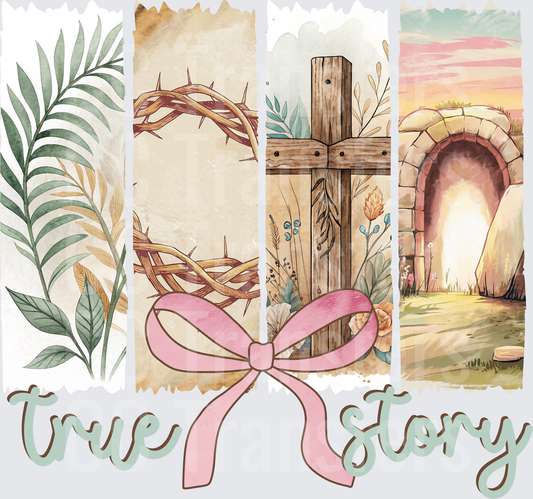 True Story Easter Cross Crown of Thorns Empty Tomb (DTF)