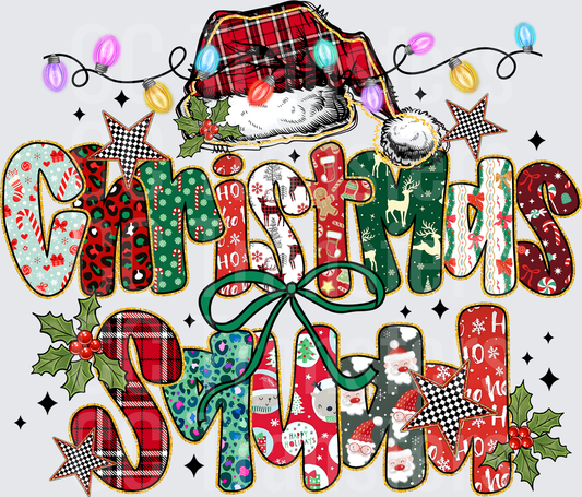 Christmas Squad Patchwork Holiday Lights Design (DTF)