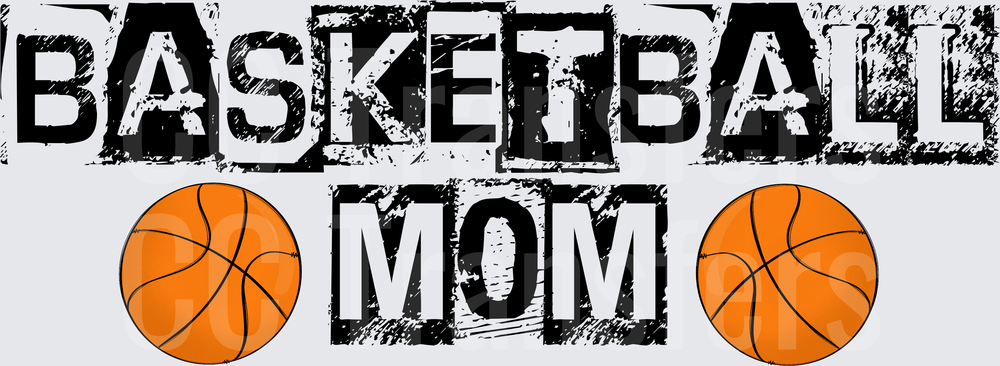 Basketball Mom Grunge Text with Basketballs (DTF)