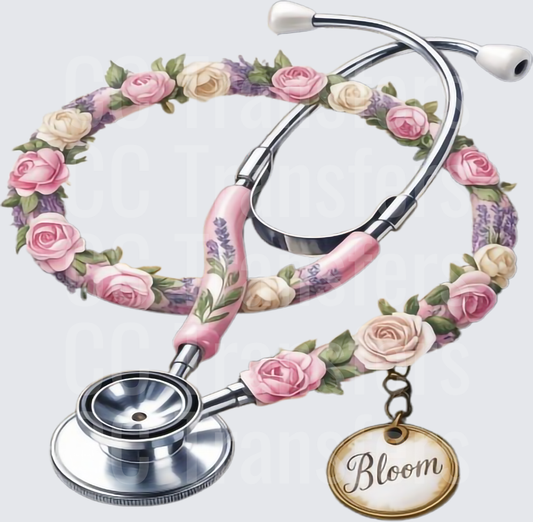 Floral Rose Stethoscope with Bloom Charm (DTF)