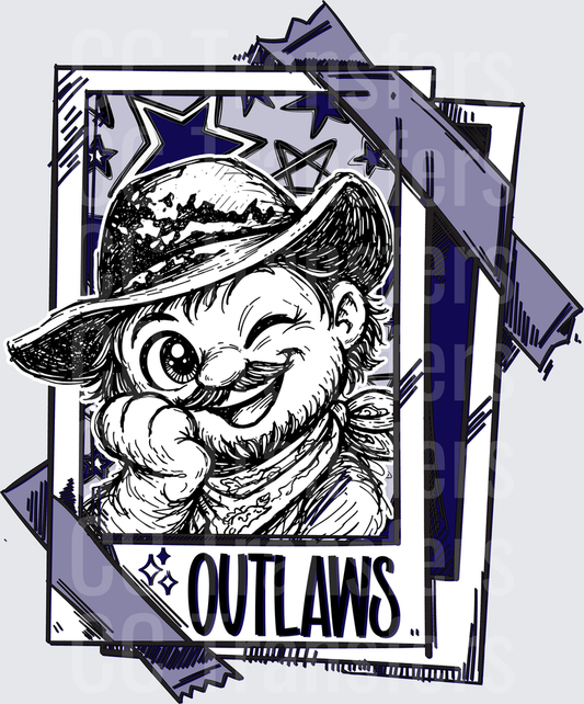 Smiling Cartoon Rabbit Cowboy Outlaws Polaroid (DTF)