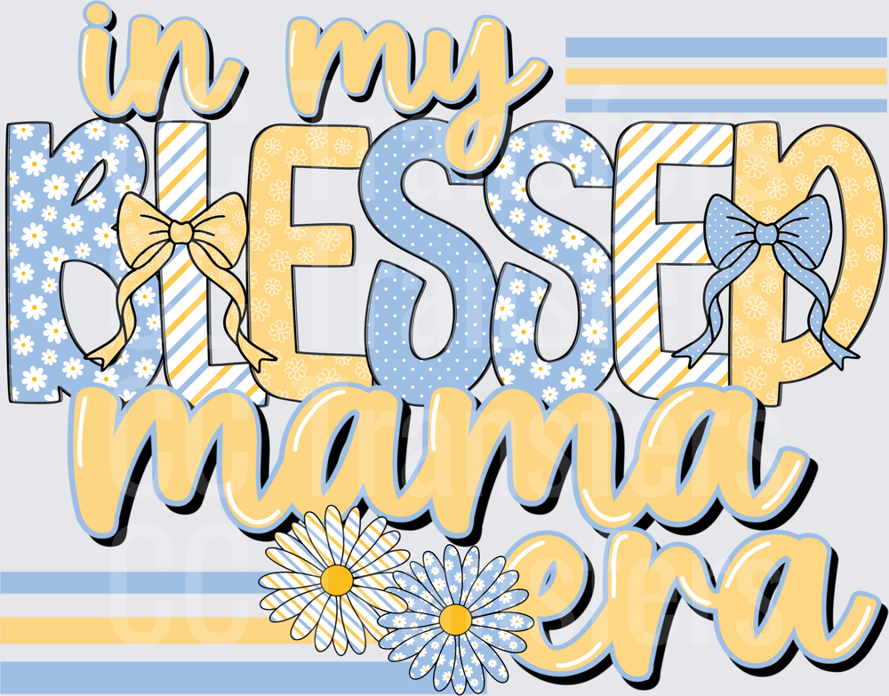 In My Blessed Mama Era Daisy Floral Blue Yellow (DTF)
