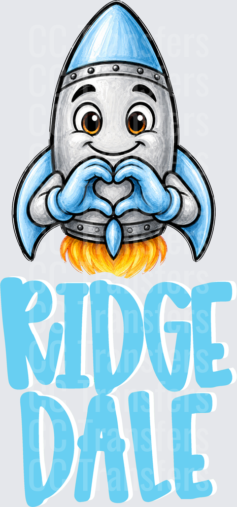Ridgedale Cute Rocket Mascot Heart Hands (DTF)