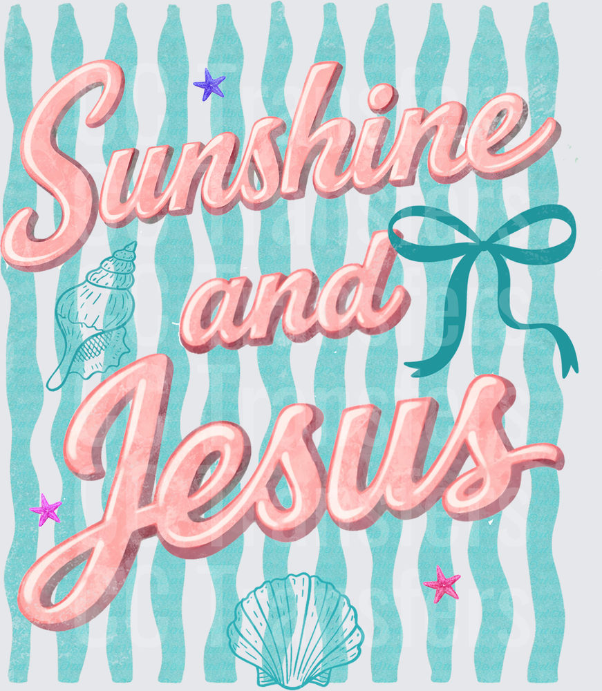 Sunshine and Jesus Coastal Beach Script Design (DTF)