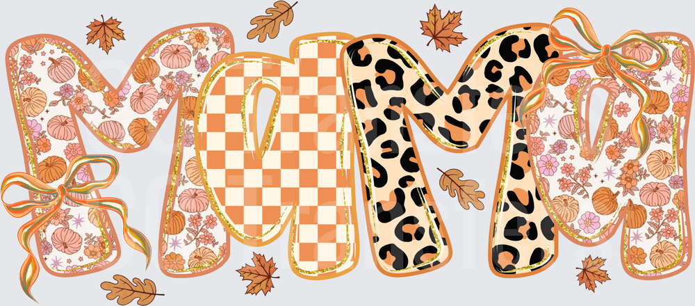 Fall Mama Pumpkin Floral Leopard Checkered Letters (DTF)