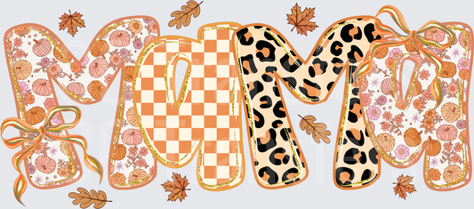 Fall Mama Pumpkin Floral Leopard Checkered Letters (DTF)