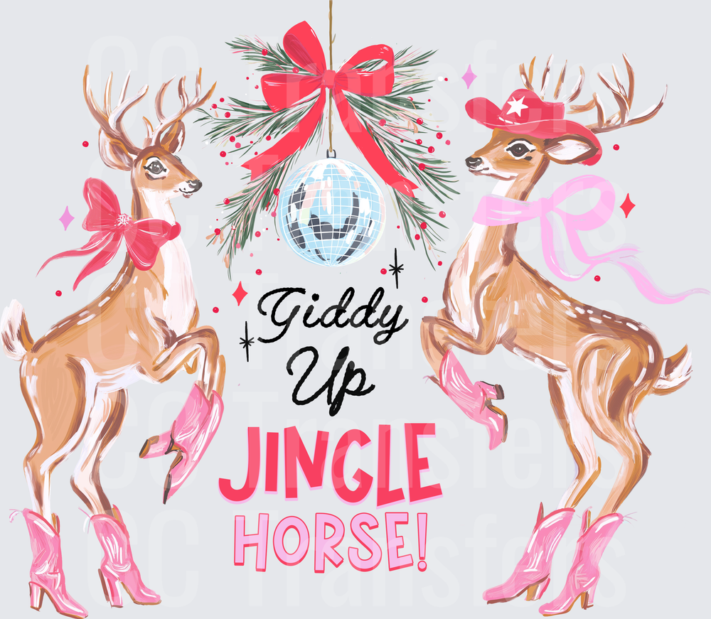 Giddy Up Jingle Horse Western Christmas Deer (DTF)
