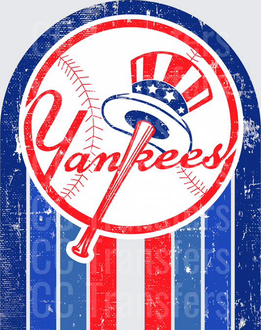 Vintage Baseball Team Logo Patriotic Stripes Distressed (DTF)