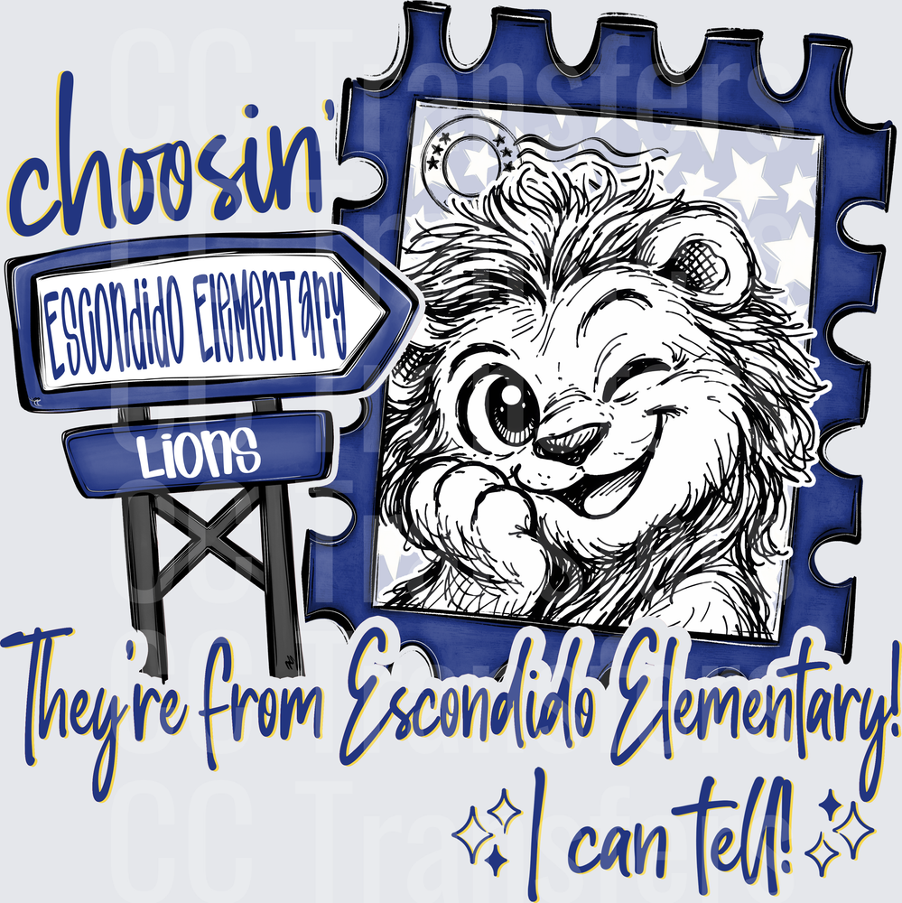 Choosin' Escondido Elementary Lions Cute Lion Mascot DTF
