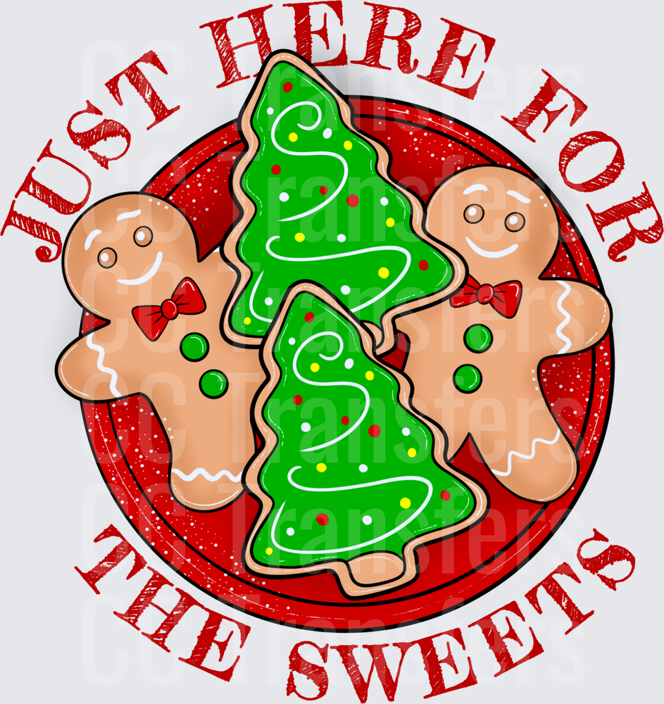 Just Here For The Sweets Christmas Cookie Plate (DTF)