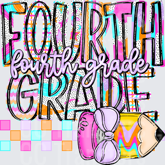 Fourth Grade Bold Colorful Retro School Design (DTF)