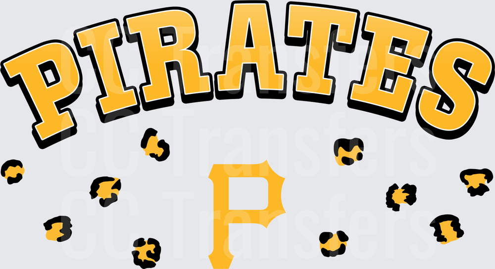 Pittsburgh Baseball Arched Leopard Print Logo (DTF)