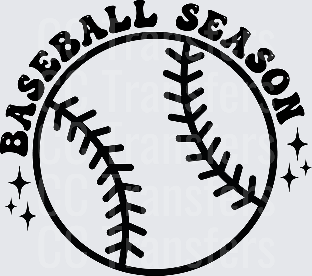 Baseball Season Retro Groovy Ball with Sparkles (DTF)
