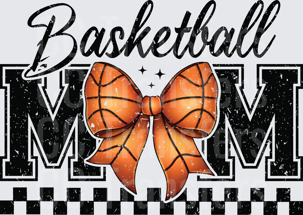 Basketball Mom Distressed Coquette Bow Checker (DTF)