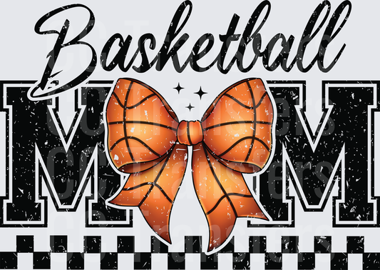 Basketball Mom Distressed Coquette Bow Checker (DTF)