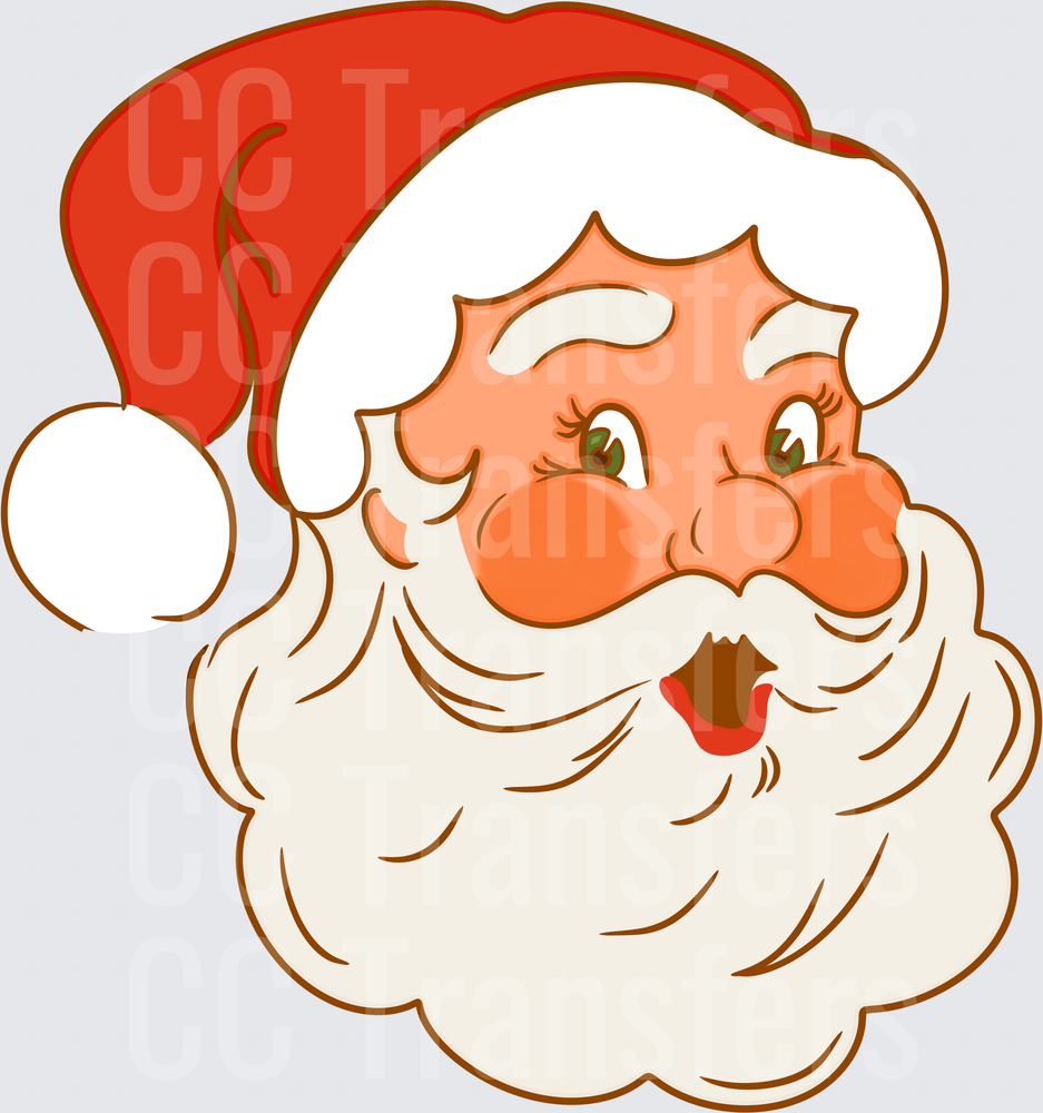 Retro Jolly Old Saint Nick Face With Red Hat (DTF)