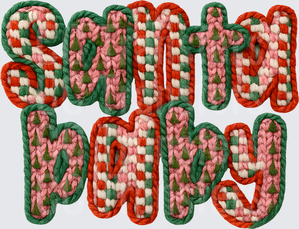 Santa Baby Chunky Knit Yarn Christmas Text Design (DTF)