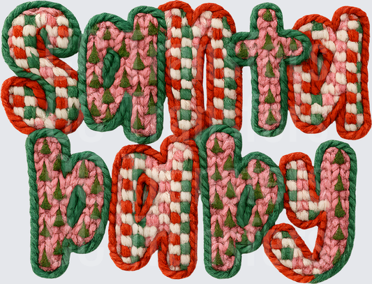 Santa Baby Chunky Knit Yarn Christmas Text Design (DTF)