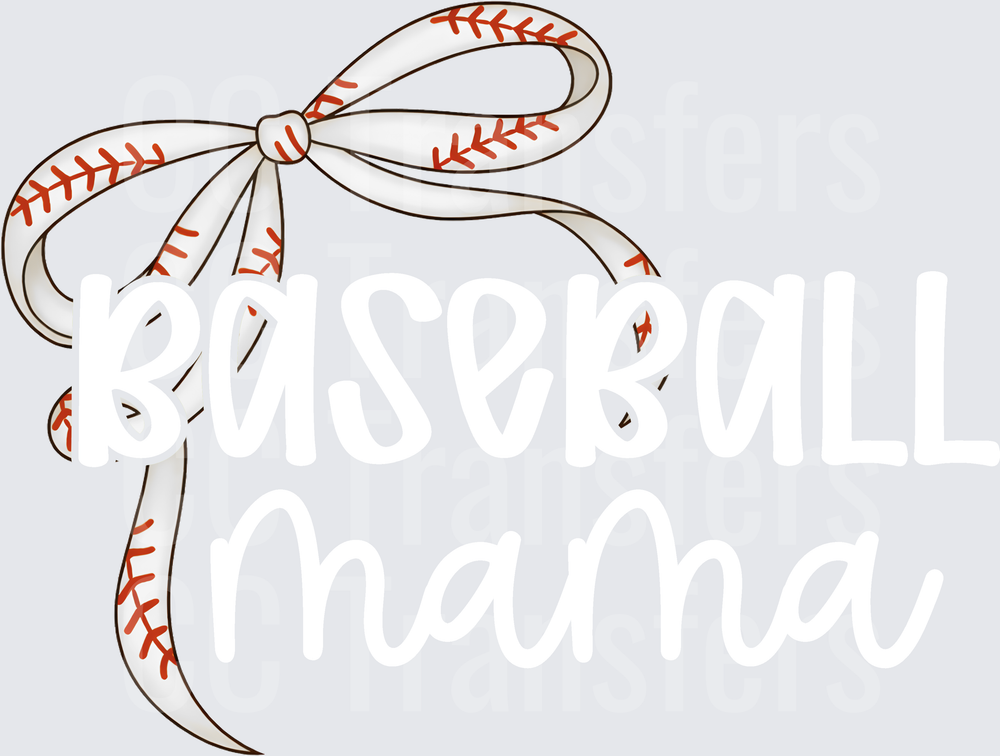 Baseball Stitch Ribbon Bow with Dangling Streamers (DTF)