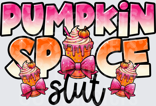 Pumpkin Spice Slut Fall Latte Cups Pink Bow Glitter (DTF)