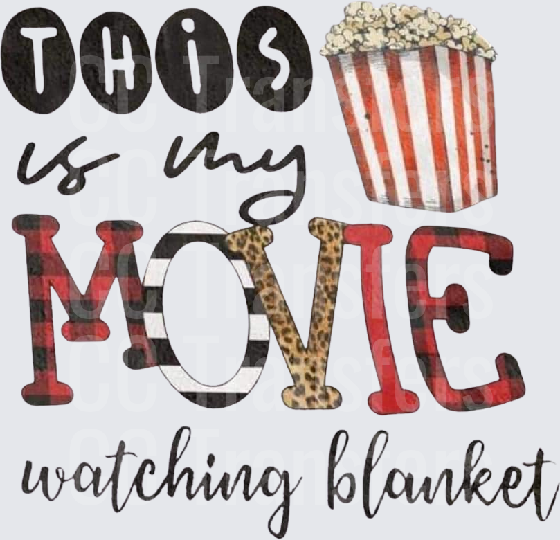 This Is My Movie Watching Blanket Popcorn Plaid Leopard (DTF)