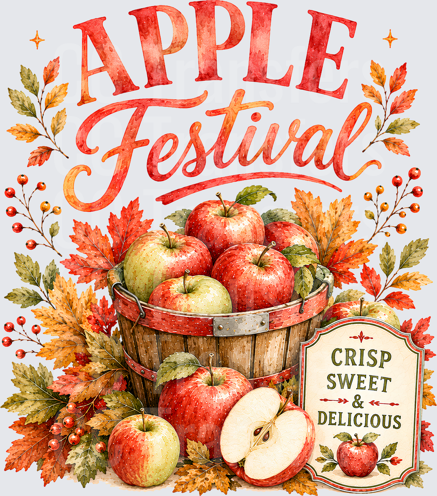 Apple Festival Crisp Sweet Delicious Harvest Basket (DTF)