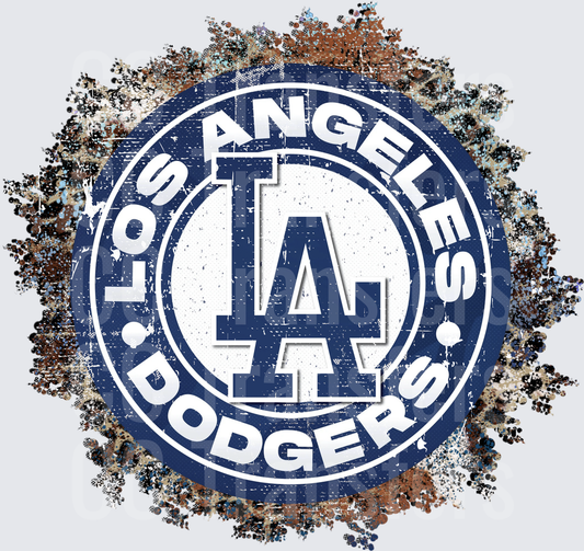 LA Dodgers Distressed Grunge Circle Logo (DTF)