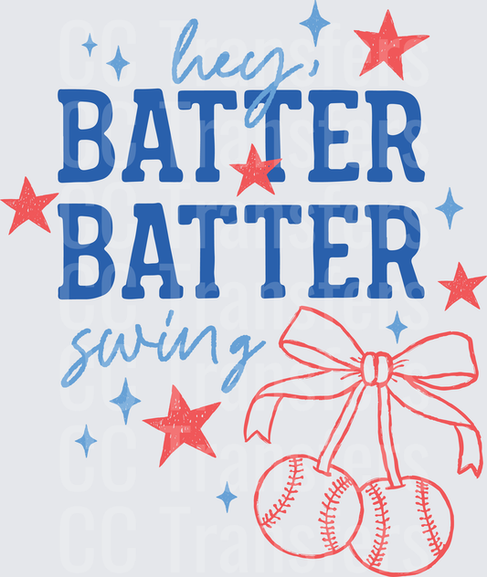 Hey Batter Batter Swing Baseball Cherries Stars (DTF)