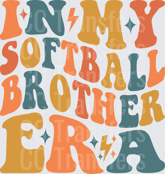 In My Softball Brother Era Retro Wavy Groovy Letters (DTF)