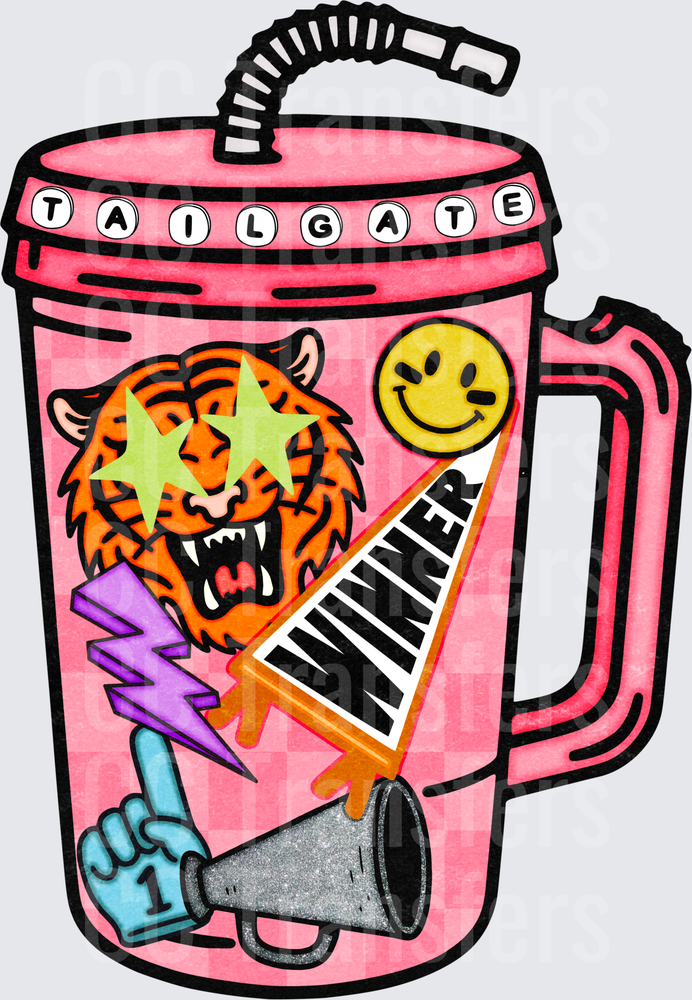 Pink Tailgate Cup Tiger Star Eyes Winner Pennant (DTF)