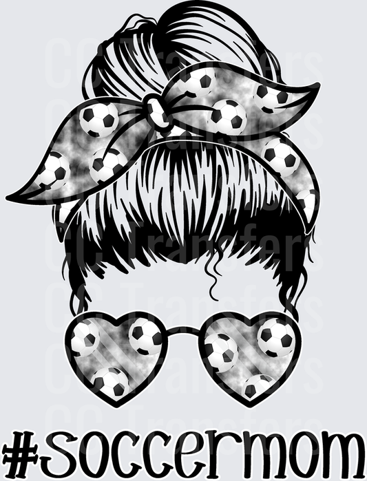 Messy Bun Soccer Mom Bandana Heart Sunglasses #Soccermom (DTF)