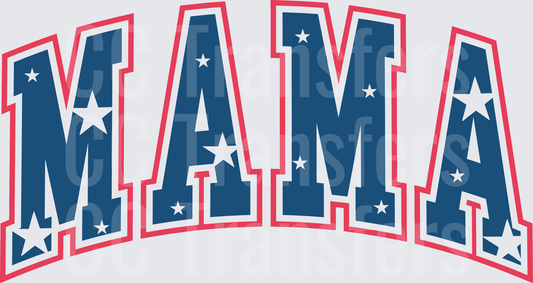 Patriotic Arched MAMA Varsity Letters with Stars (DTF)