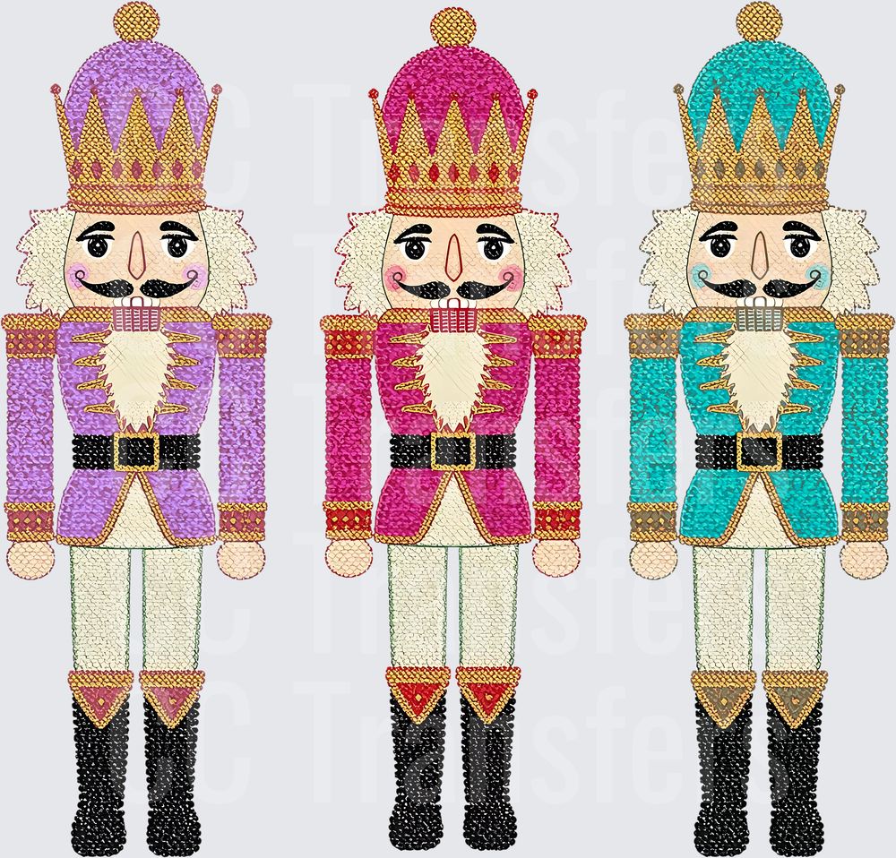 Trio of Colorful Holiday Soldier Nutcrackers (DTF)