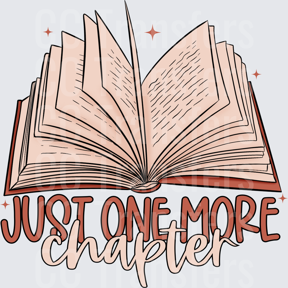 Just One More Chapter Open Book Reader Sparkle (DTF)
