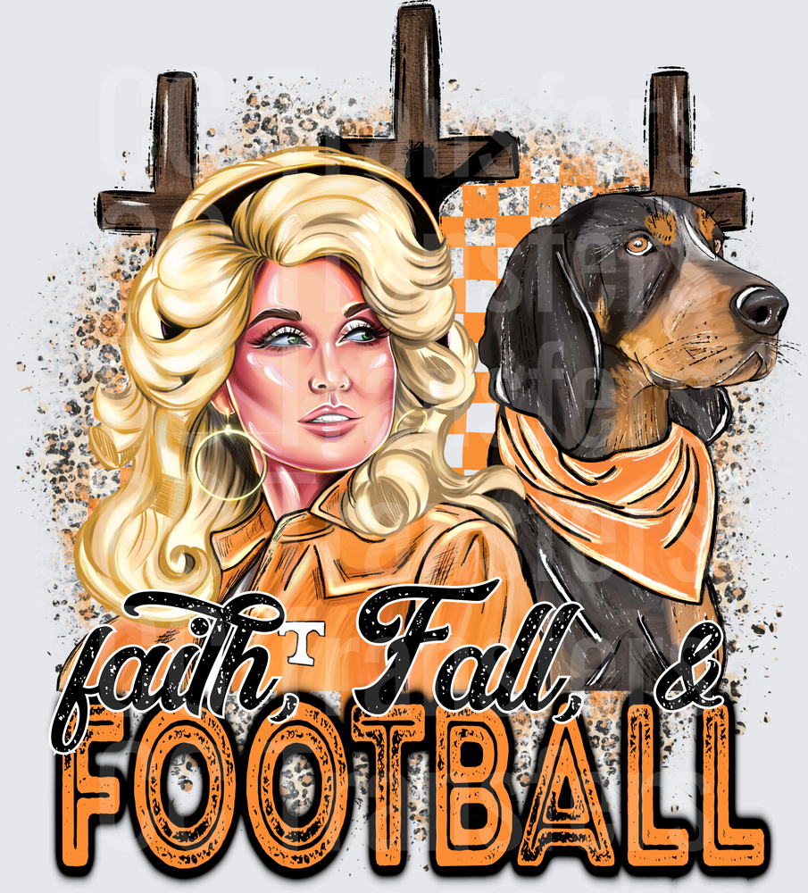 Faith Fall & Football Blonde Woman Coonhound Orange (DTF)