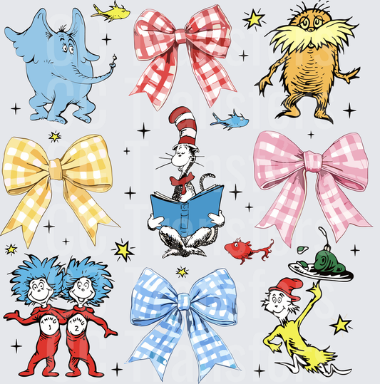 Whimsical Storybook Characters and Gingham Bows Bundle (DTF)