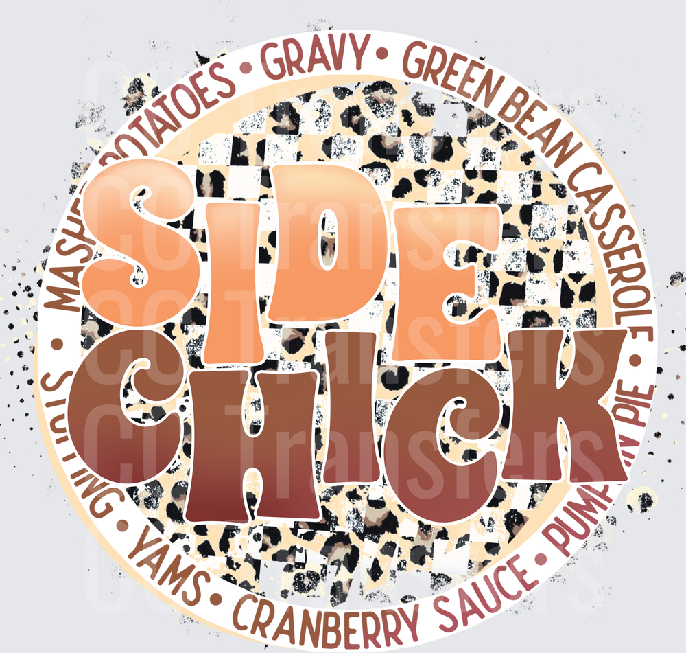 Thanksgiving Side Chick Leopard Print Circle (DTF)