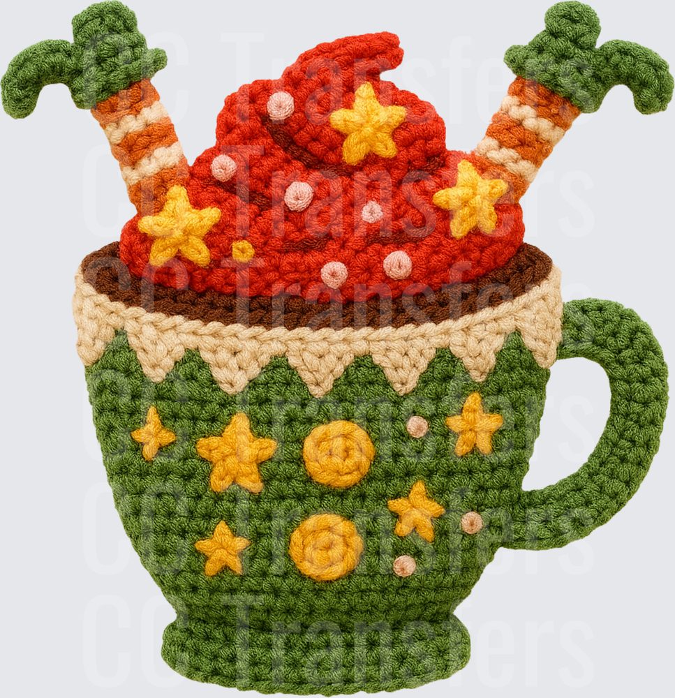 Crochet Christmas Elf Legs Hot Cocoa Mug (DTF)