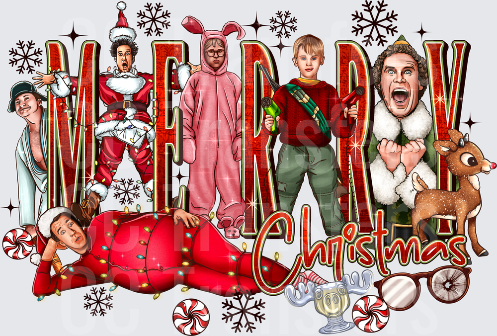Merry Christmas Classic Holiday Movie Characters DTF