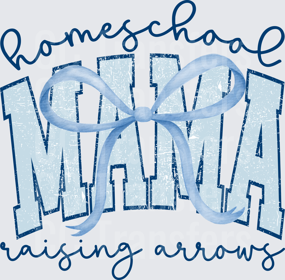 Homeschool Mama Raising Arrows Blue Bow Distressed (DTF)