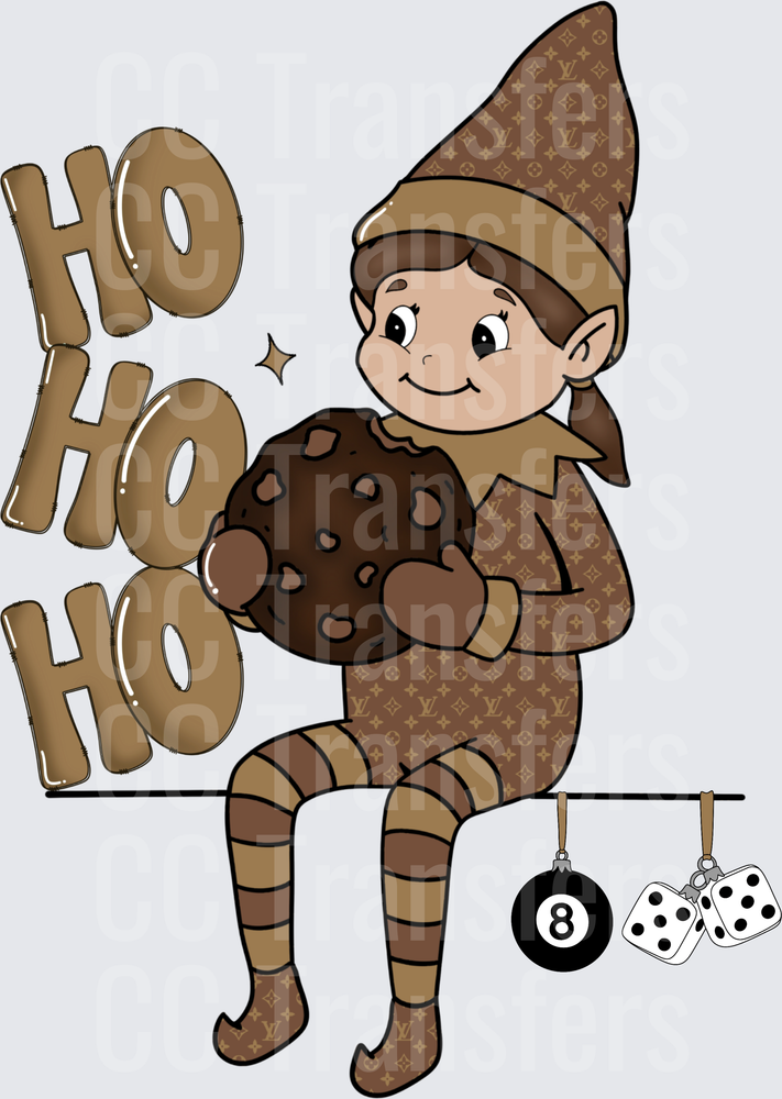 Luxury Print Elf Shelf Sitting Cookie Ho Ho Ho (DTF)