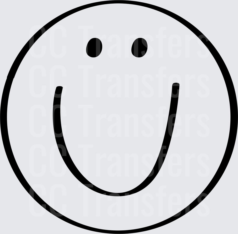 Black and White Simple Smiley Face Circle (DTF)