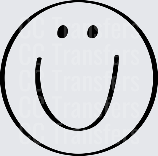 Black and White Simple Smiley Face Circle (DTF)