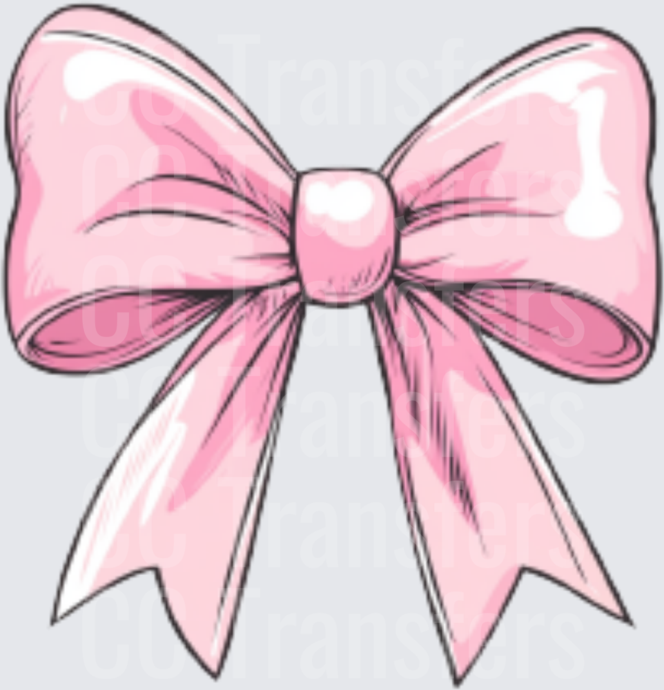 Vintage Pink Ribbon Bow Illustration (DTF)