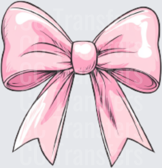 Vintage Pink Ribbon Bow Illustration (DTF)